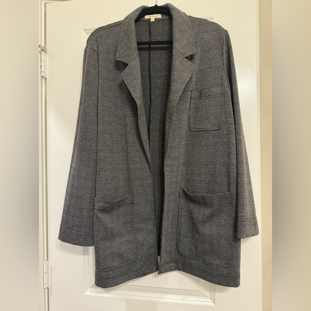 Madewell Glen Plaid Oversized Knit Open Blazer size xl